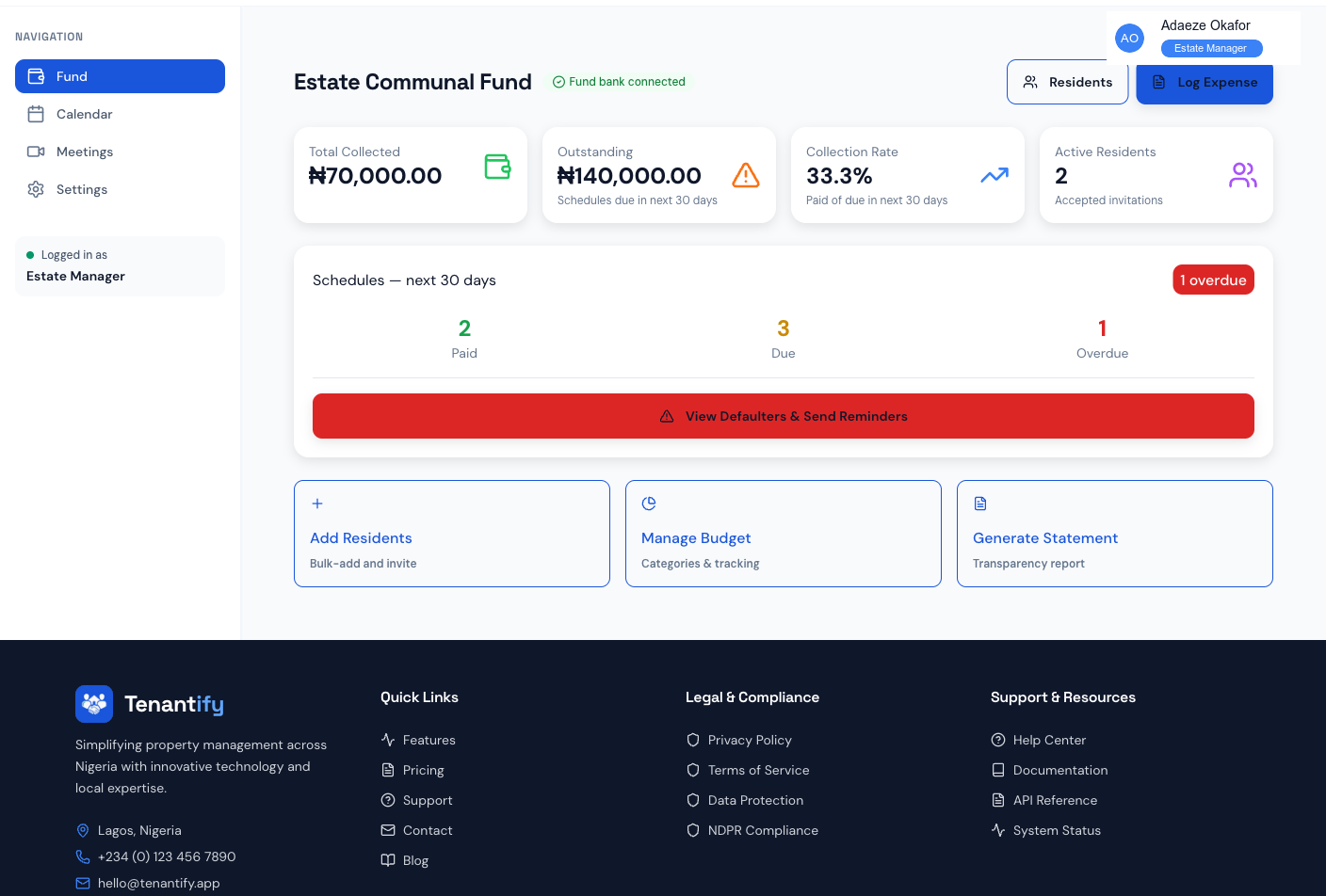Step 1: Fund dashboard with auto-debit coverage stat