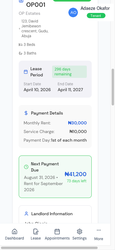 Step 1: Payment history with receipt links
