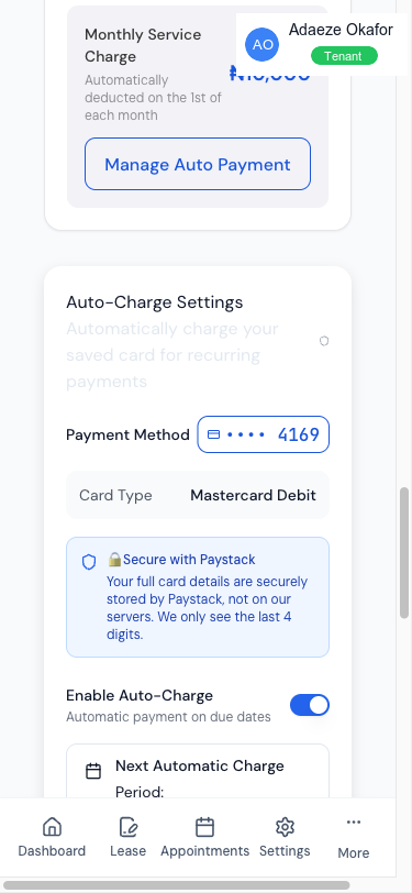 Step 1: Paystack checkout with Save card checkbox ticked