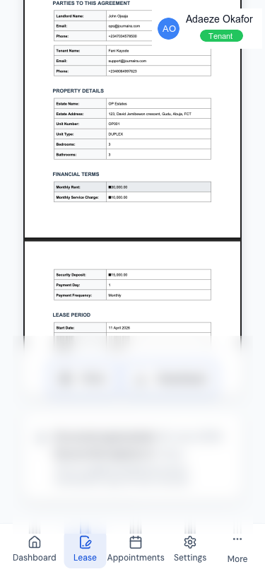 Step 3: Lease detail view with expanded clauses